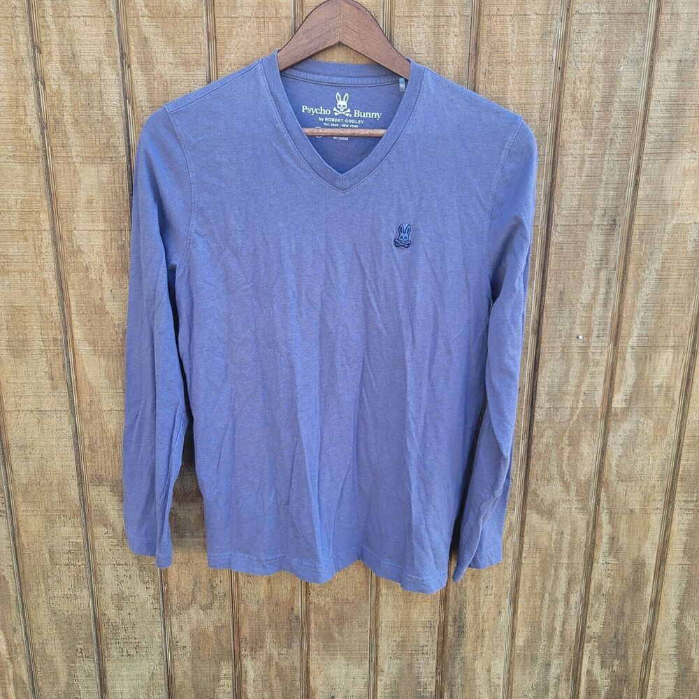 Psycho Bunny Long Sleeve Pima Cotton V Neck Tshirt Mens Size XS (3)